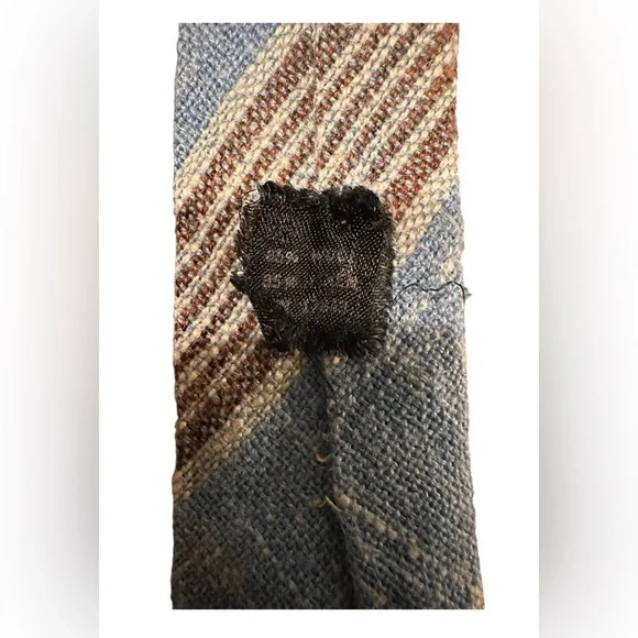 Vintage Lacrosse Woven Striped Tie Blue Brown Beige 3.5” Wide 56” Length Retro - Picture 7 of 10